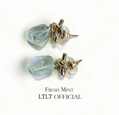Peppermint Candy Irregular Stone Earrings001
