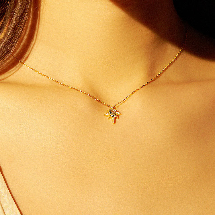 Renhai Xingmang Light Luxury Retro Topaz Silver Necklace LT1012