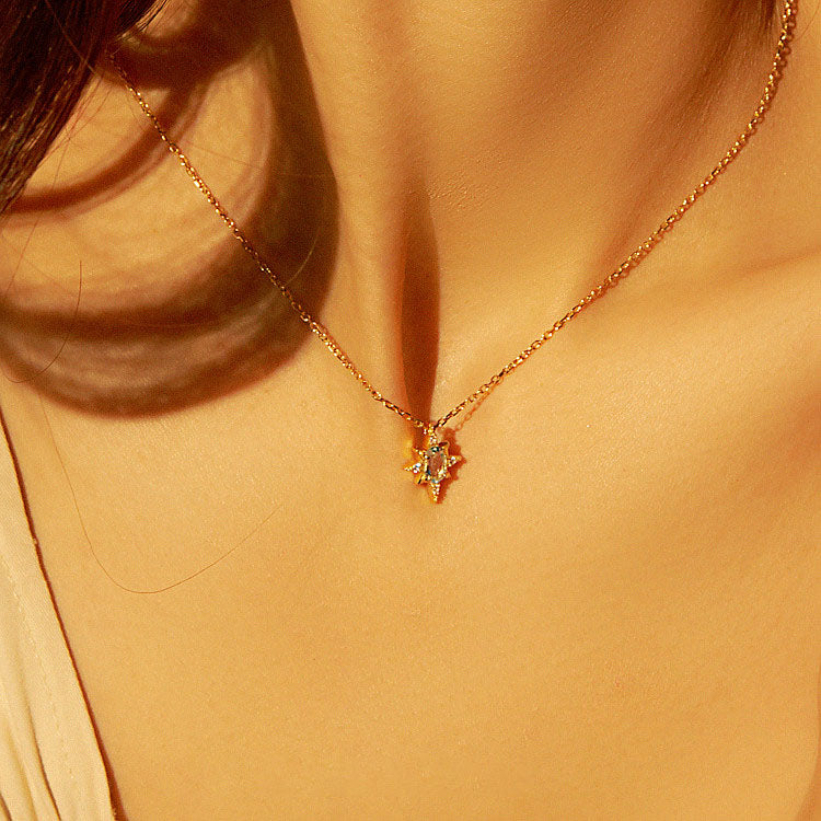 Renhai Xingmang Light Luxury Retro Topaz Silver Necklace LT1012