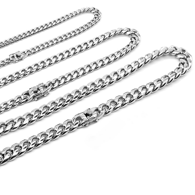 Cuban chain, hip-hop trendy and versatile stainless steel plain chain LT1007