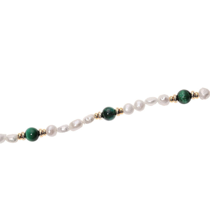 Natural Pearl Tiger Eye Stone Spliced Necklace LT1009