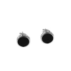 Natural black agate sterling silver stud earrings LT1008