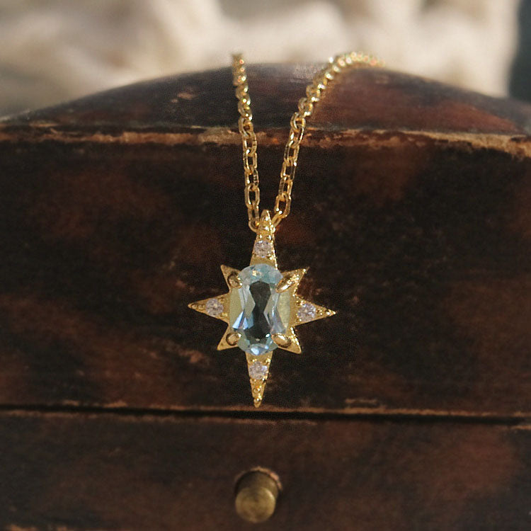 Renhai Xingmang Light Luxury Retro Topaz Silver Necklace LT1012