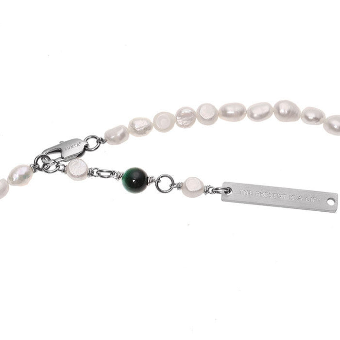 Natural Pearl Tiger Eye Stone Spliced Necklace LT1009