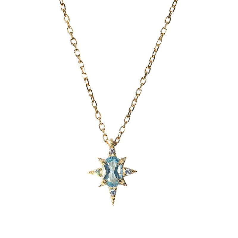 Renhai Xingmang Light Luxury Retro Topaz Silver Necklace LT1012