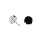 Natural black agate sterling silver stud earrings LT1008