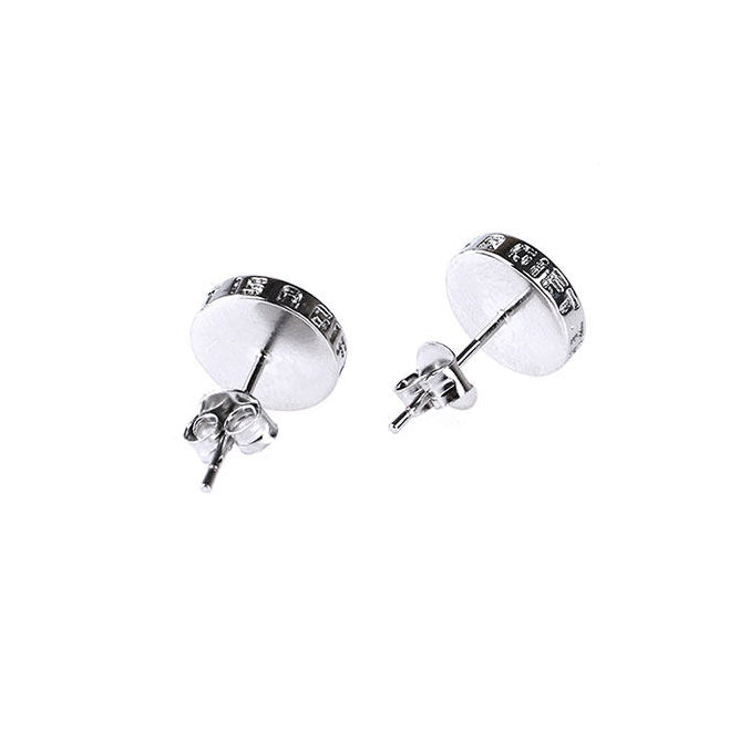 Natural black agate sterling silver stud earrings LT1008