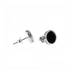 Natural black agate sterling silver stud earrings LT1008