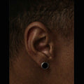 Natural black agate sterling silver stud earrings LT1008