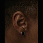 Natural black agate sterling silver stud earrings LT1008